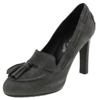 Tod's Tods Grey Suede Tassel Loafer Pumps