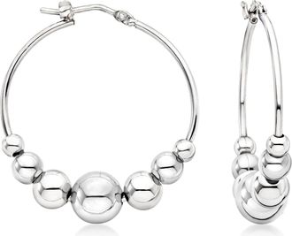 Ross-Simons Italian Sterling Silver Graduated Bead Hoop Earrings