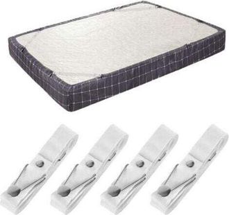 OEM (juego De 4 Correas Cortas Blancas) Correas De Sujeci&oacute;n Para S&aacute;banas - Clips Ajustables Para S&aacute;banas Bajeras Correas De Sujeci&oacute;n Para S&aacute;banas Soporte 