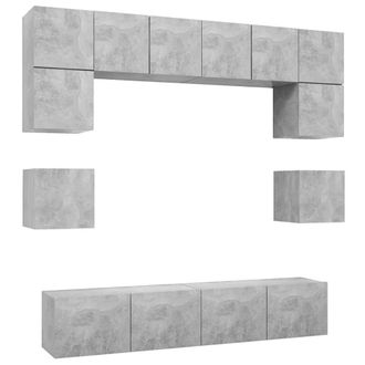 Berkfield Home 8 Piece TV Cabinet Set Concrete Grey Engineered Wood