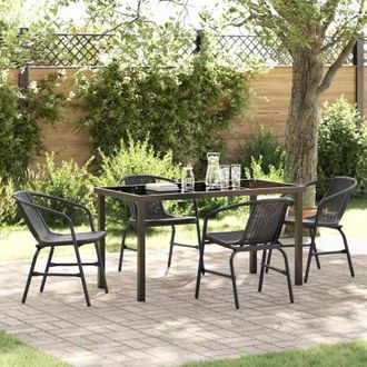 vidaXL Conjunto De Comedor De Jard&iacute;n 5 Pcs Negro Polirat&aacute;n Vidaxl