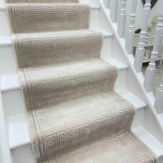 Runrug Stair Runner Carpet - Soft & Comfortable, 0.39 Inch - Timeless in Beige | Size: 66 cm x 630 cm