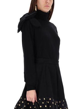 Moschino Mesh Floral Virgin Wool Sweater - Black