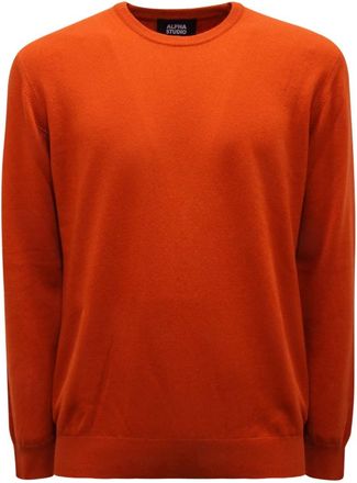 Alpha Studio Kasjmier Trui Tamarindo Model Stijlvol - Heren - Ronde hals truien - Oranje - L - Kasjmier - Truien & Vesten