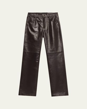 Nili Lotan Joan Leather Straight-Leg Pants