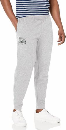 Lacoste Mens Crocodile Branding Cotton Fleece Sweatpants In Grey