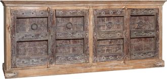 Biscottini International Aparador De Madera Maciza Reciclada Con Acabado Envejecido L214xpr46xh90 Cm