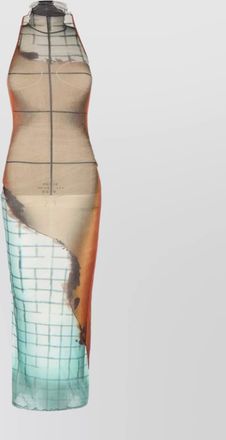 Jean Paul Gaultier abstract print tulle fire dress