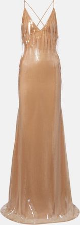 DAVID KOMA Degrade sequined gown