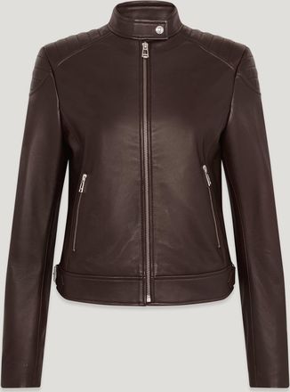 Belstaff Mollison Jacket Womens Matt Nappa Dark Brown Size UK 10