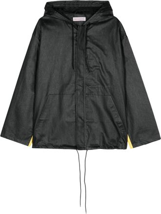 Walter Van Beirendonck Stop logo-print hooded jacket - unisex - Polyester/Cotton/Polyurethane - 48 - Black