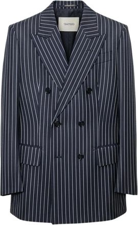 Tom Ford Blazer gessato doppiopetto - Blu