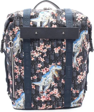 Dior Multi-Color Navy Nylon Leather Backpack Handbag (Pre-Owned)