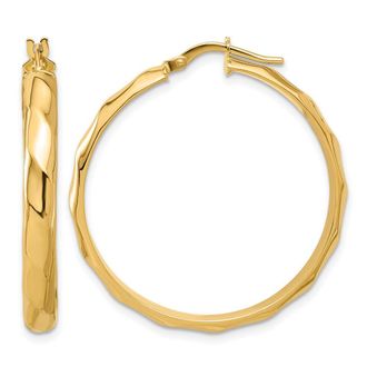 Diamond2Deal 14K Yellow Gold Brushed Twisted Hoop Earrings 36 mm