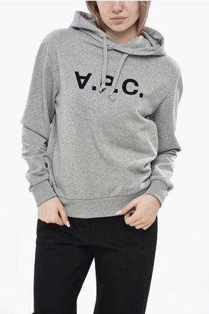 A.P.C. Brushed Cotton Hoodie With Flocked Logo size S