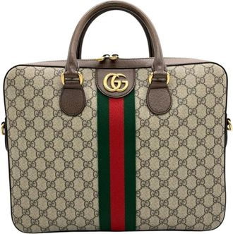 Gucci Beige Gg Supreme Canvas Briefcase (Pre-Owned)