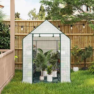 Woltu Invernadero De Jard&iacute;n Con Niveles Para Plantas 143x73x195 Cm Invernadero Tipo Caseta De Jard&iacute;n Cultivos Flores Tomates Y Verduras Blanco - Woltu