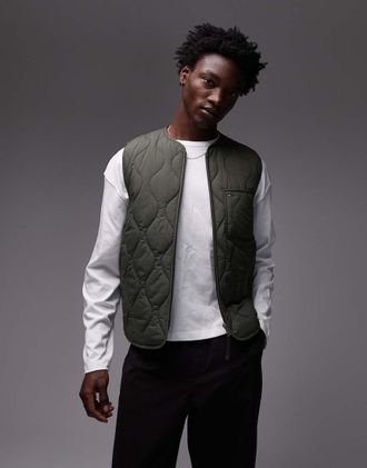 Tommy Jeans Gilet trapuntato verde kaki