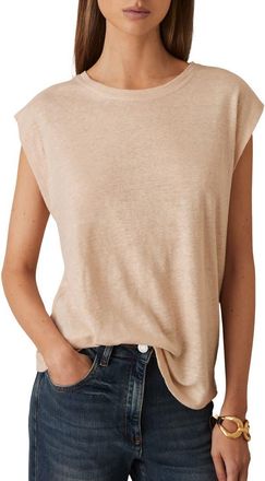 Reiss Mara Linen T-Shirt in Peach at Nordstrom, Size Medium
