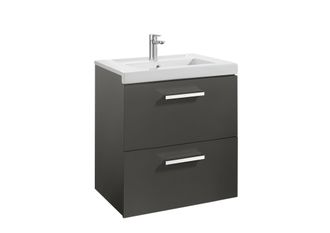 Roca Unik Mueble Con Dos Cajones + Lavabo Prisma Roca Color: Gris Antracita - Medidas: 600x460x694 Mm - Posici&oacute;n Del Lavabo: Central
