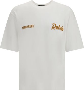 Dsquared2 Mens T-Shirt Rebels White Cotton T-Shirts And Polos