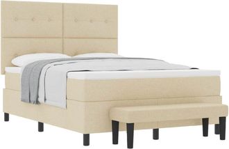 vidaXL Box Spring Bed with Mattress Cream 160 x 200 cm Fabric vidaXL