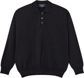 Comme Des Garçons buttoned long-sleeve polo shirts - men - Wool - M - Blue