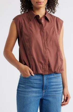 Wit & Wisdom Cap Sleeve Button-Up Shirt in Cherrywood at Nordstrom Rack, Size X-Large