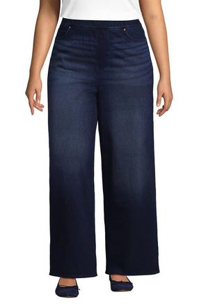 Lands End Starfish Denim High Rise Wide Leg Jeans in Dark Indigo Blue Wash at Nordstrom, Size 3X