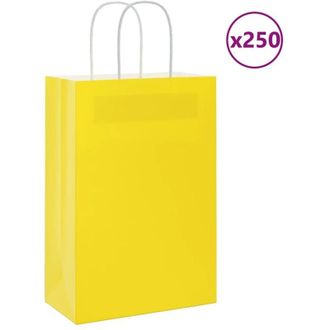 vidaXL Bolsas De Papel Con Asas 250 Uds Amarillas 21x11x31 Cm Vidaxl