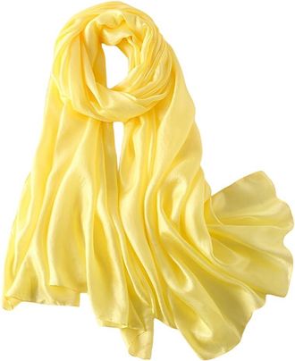 Lina & Lily Shimmer Sheen Scarf Shawl Wrap for Wedding Evening Dress Sheer Lightweight (Yellow)