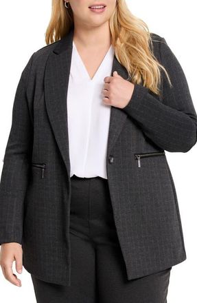 Nic+Zoe Pinstripe Ponte Knit Jacket in Grey Multi at Nordstrom, Size 1X