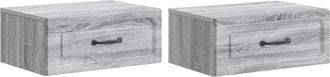 vidaXL Mesita De Noche De Pared 2 Uds. Gris Sonoma 49 X 34,5 X 20 Cm Vidaxl