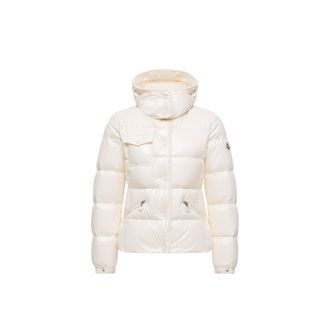 Moncler Glareins Braided Trim Hooded Short Down Jacket White Size 00