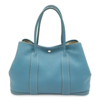 Herm&egrave;s Light Blue Leather Handbag Shoulder Bag Tote Bag (Pre-Owned)