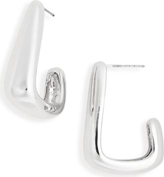 Leith Angular Hoop Earrings in Silver at Nordstrom Rack