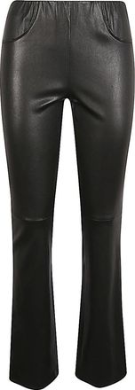 Via Masini 80 Leather Flared Leg Trousers
