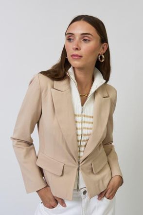 Central Park West Chloe Nautical Stripe Sweater Dickey Jacket in Khaki at Nordstrom, Size X-Large