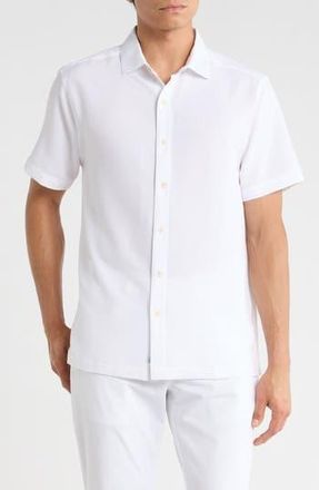 Greg Norman Seersucker Short Sleeve Button-Up Shirt in White at Nordstrom Rack, Size X-Large