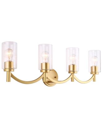 Eglo Eglo Devora 4 Light Bath/Vanity Light With Antique Gold Finish & Clear Glass Shades