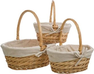 Wanderlust Deco Wanderlust Deco - Set 3 Cestas De Mimbre Marrones Forrados