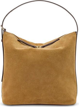 A.P.C. Structured Suede Handbag with Gold-Tone Accents
