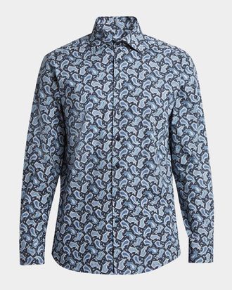 Etro paisley-print poplin shirt - men - Cotton - 40 - Blue