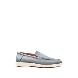 Santoni Loafers, male, Blue, Size: 10 1/2 US Stitch-detail Loafers