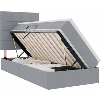 vidaXL Bed with Mattress with LED Light Grey 100 x 200 cm Polyester vidaXL