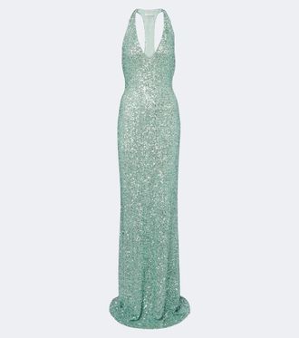 The Sei Sequined halterneck gown