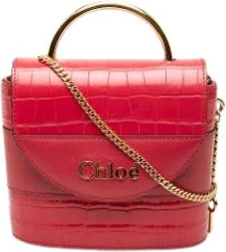 Chlo&eacute; Pre-owned Embossed Leather Satchel - Dames - Vintage Schoudertas - Rood - ONE Size - Leer - Vintage