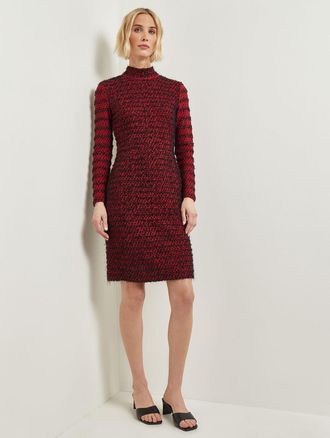 Misook Modern Fit Two-Tone Eyelash Knit Sheath Dress