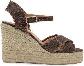 Castaner Sandalen met sleehak en 11 cm hak - Dames - Sleehakken - Bruin - 39 EU - Linnen - Schoenen