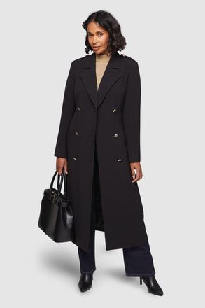 Wallis Double Crepe Trench Coat in Black at Nordstrom, Size 14